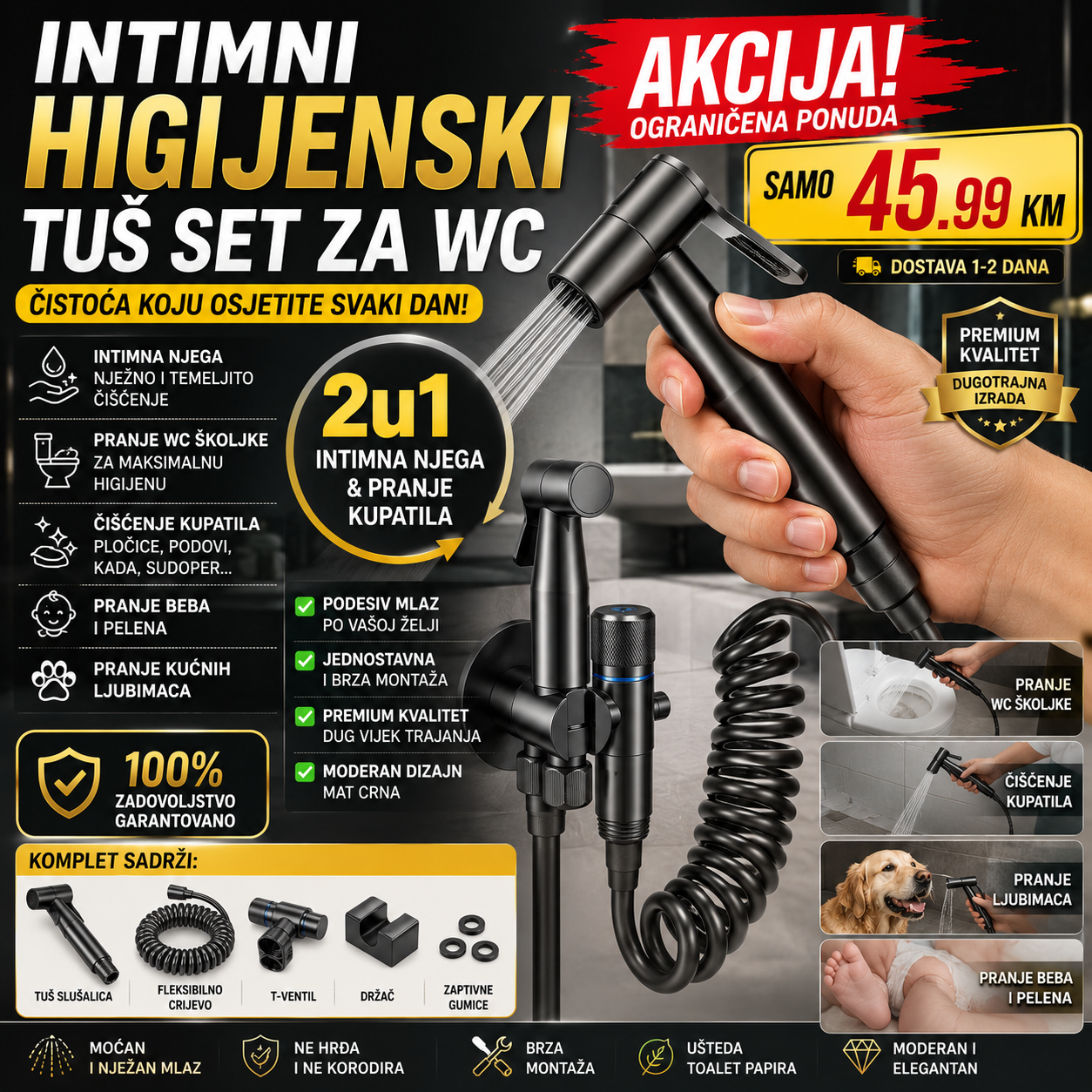 2u1 Intimni Higijenski Tuš Set za WC