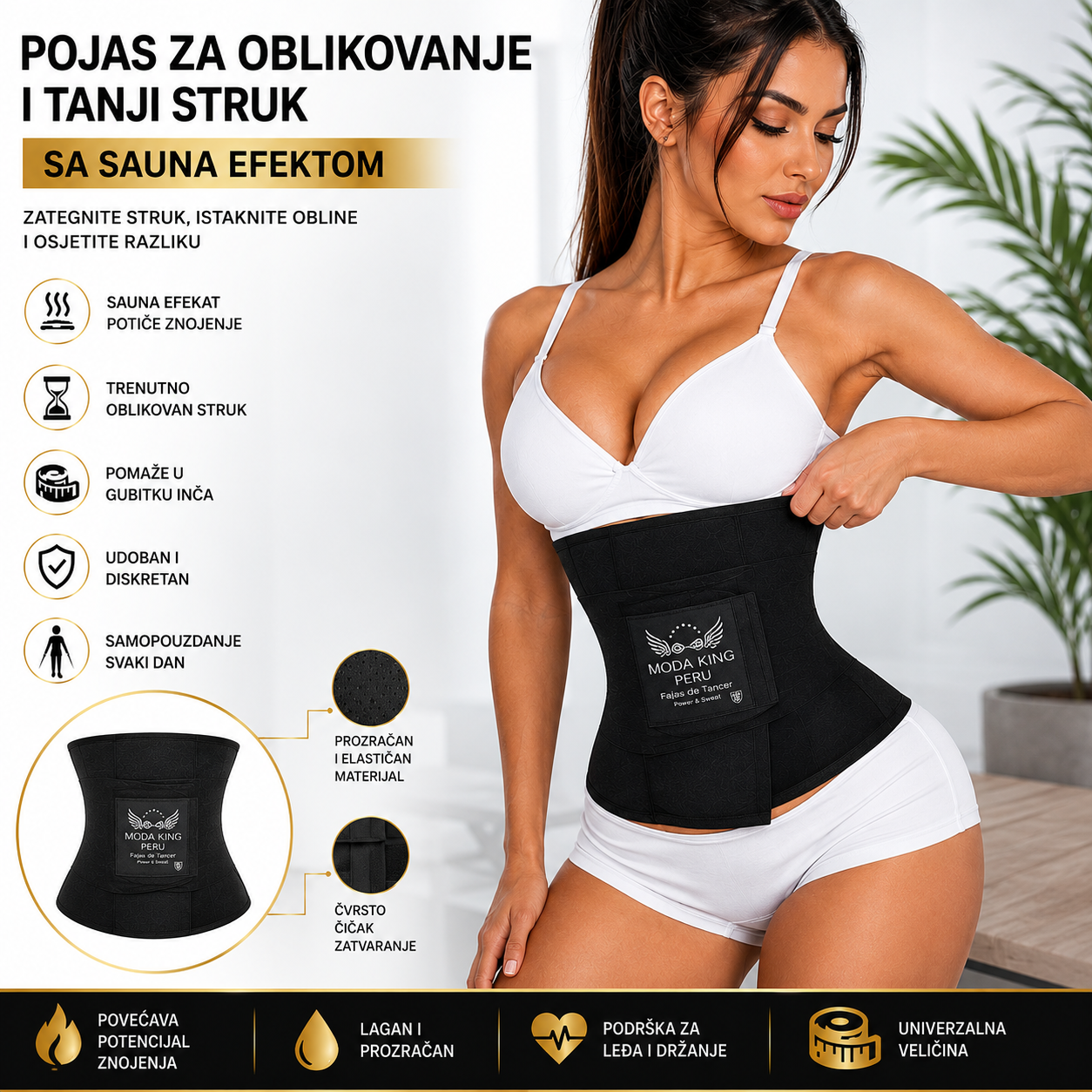 Pojas za Oblikovanje i Tanji Struk –  sa Sauna Efektom