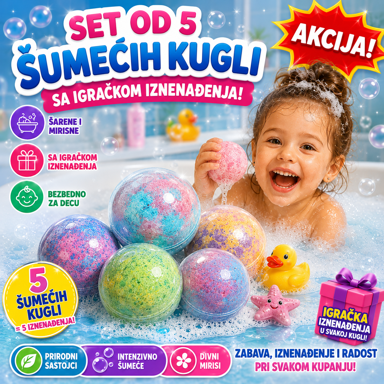Šumeće Kugle za Kupanje sa Iznenađenjem
