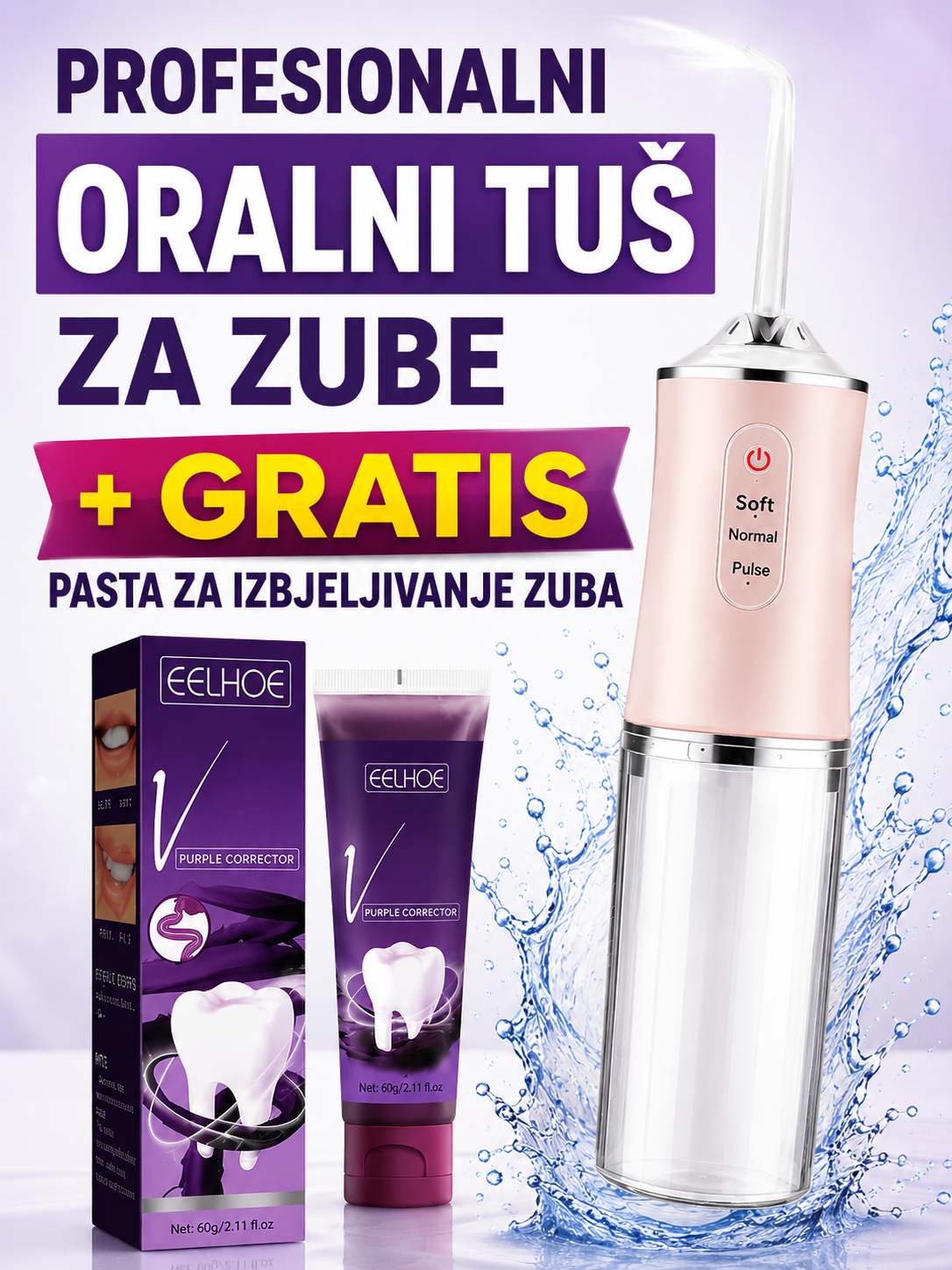 Profesionalni Oralni Tuš za Zube + GRATIS Pasta Za IZBJELJIVANJE Zuba